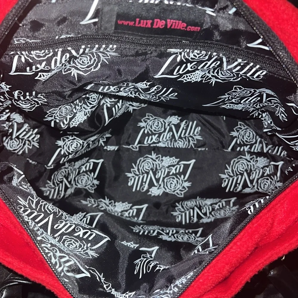 Vintage Lux de Ville Red velvet like Studded Weekender - Picture 17 of 17